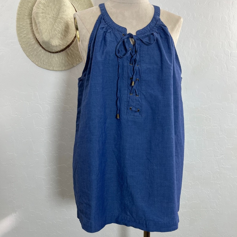 Faded Glory cotton tank top size L halter loose boho beach feminine flowy ruffle
